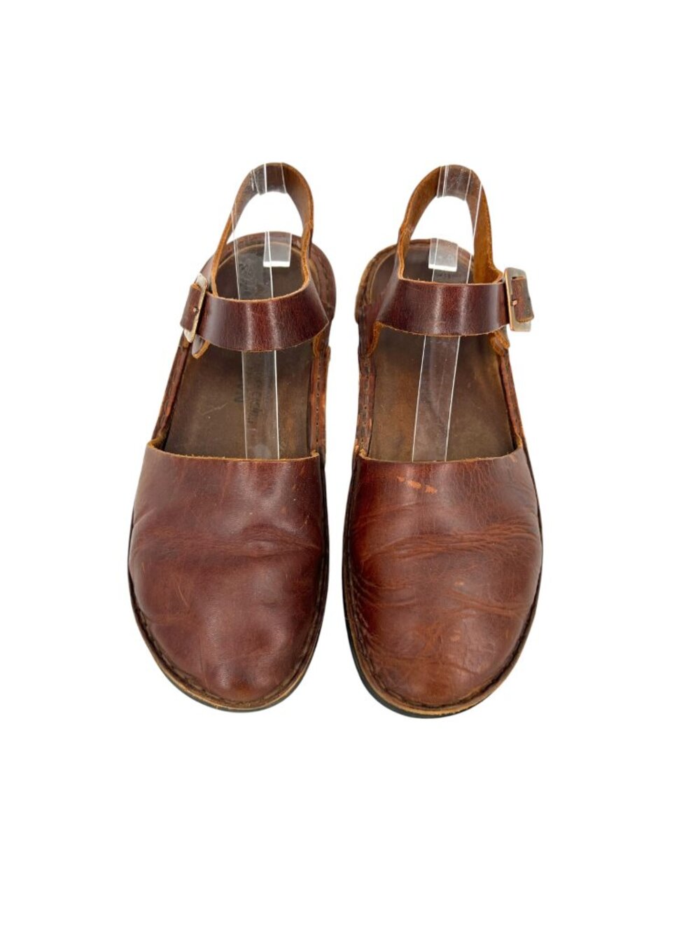 Naot Olga Brown Leather Bohemian Buckle Strap Clog Sandals Size 38 US 7-7.5